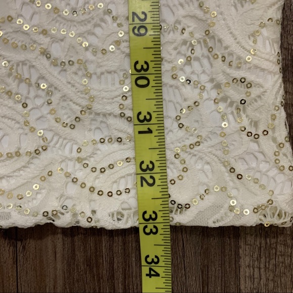 City Triangles White Ivory Gold Sequined Sleeveless Dress Size 5 - Picture 15 of 15